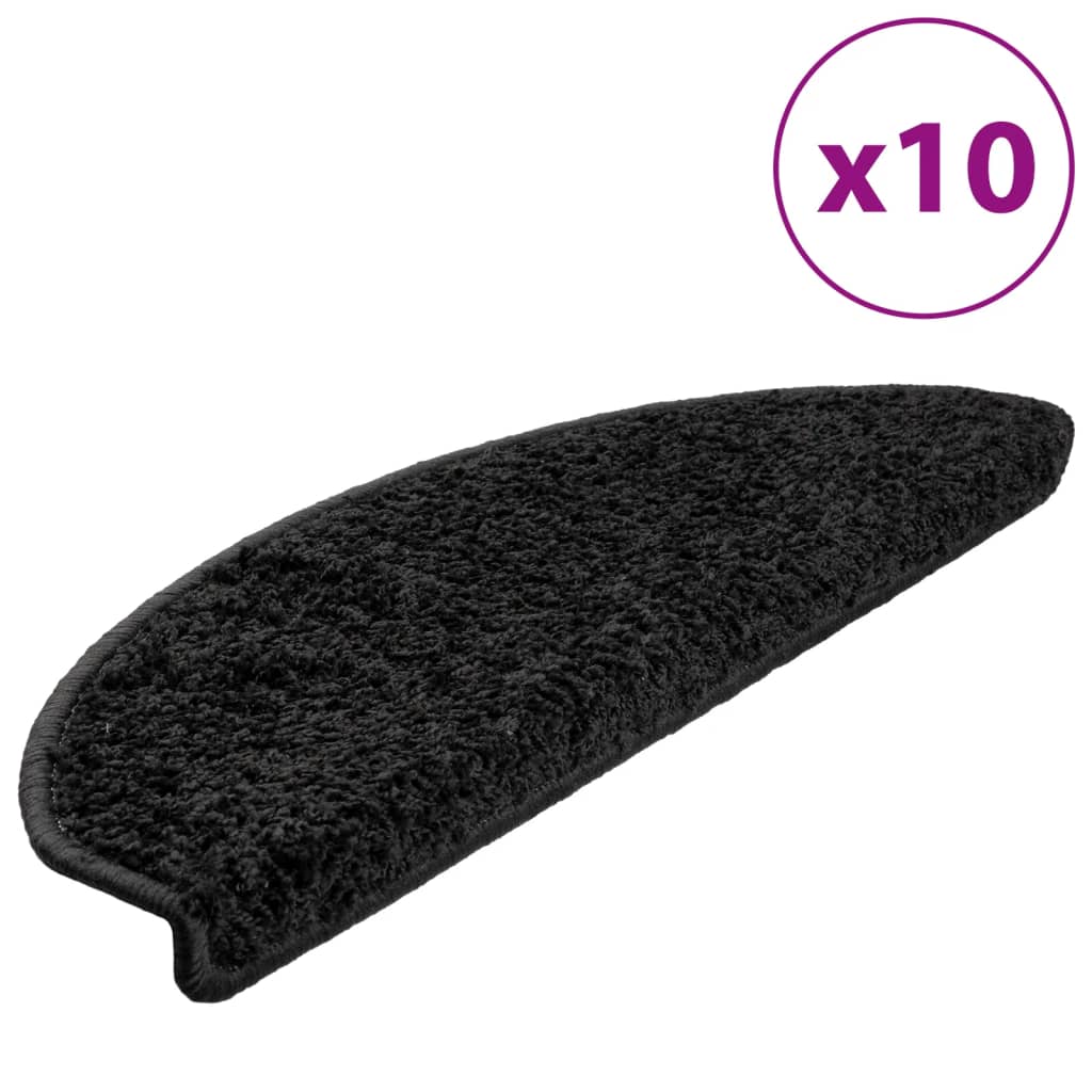 vidaXL Maty na schody 10 szt. 65x21x4 cm Czarne półokrągłe duże