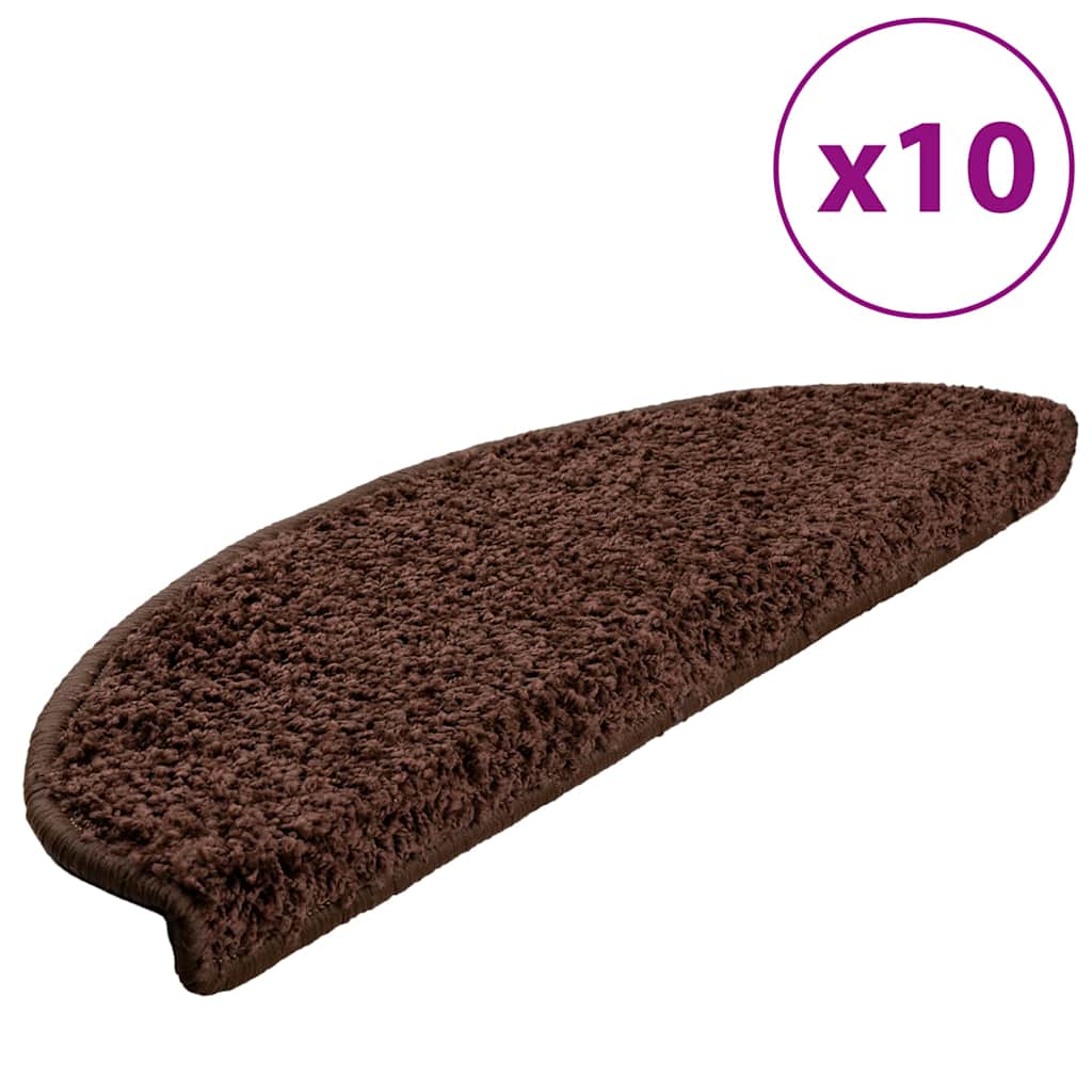 vidaXL Maty na schody 10 szt. 65x21x4 cm Brązowe półokrągłe duże
