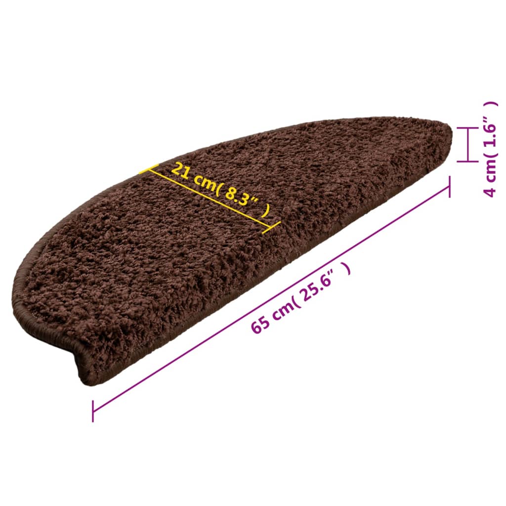 vidaXL Maty na schody 10 szt. 65x21x4 cm Brązowe półokrągłe duże
