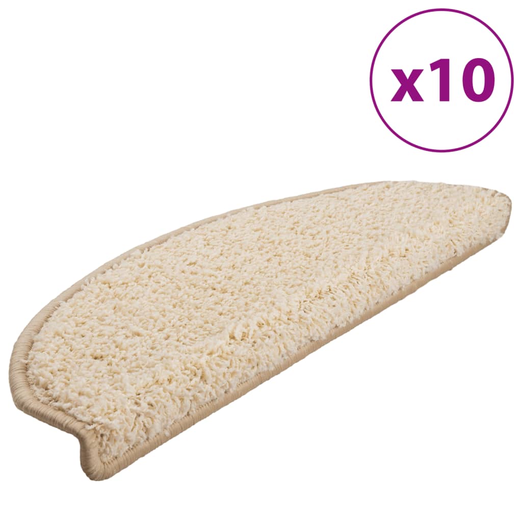 vidaXL Maty na schody 10 szt. 65x21x4 cm Kremowe półokrągłe duże