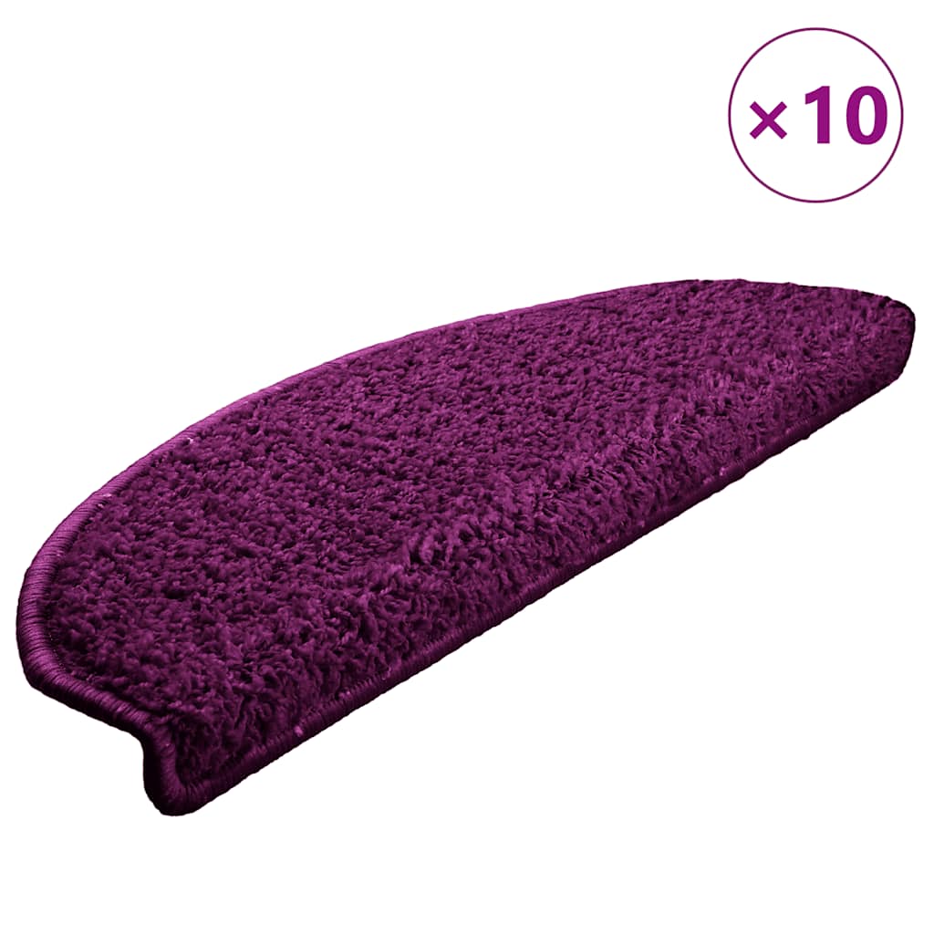vidaXL Maty na schody 10 szt. 65x21x4 cm Fioletowe półokrągłe duże