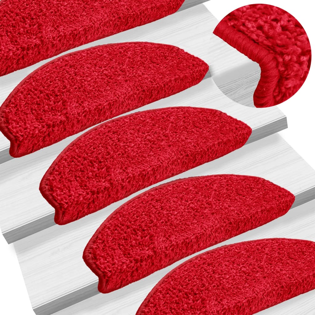 vidaXL Maty na schody 10 szt. 65x21x4 cm Czerwone półokrągłe duże