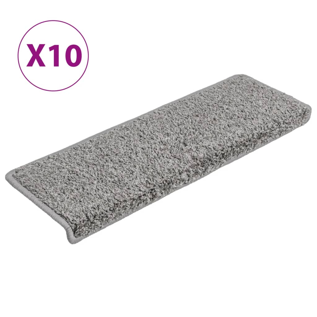 vidaXL Maty na schody 10 szt. 65x21x4 cm Szare, prostokątne krawędzie