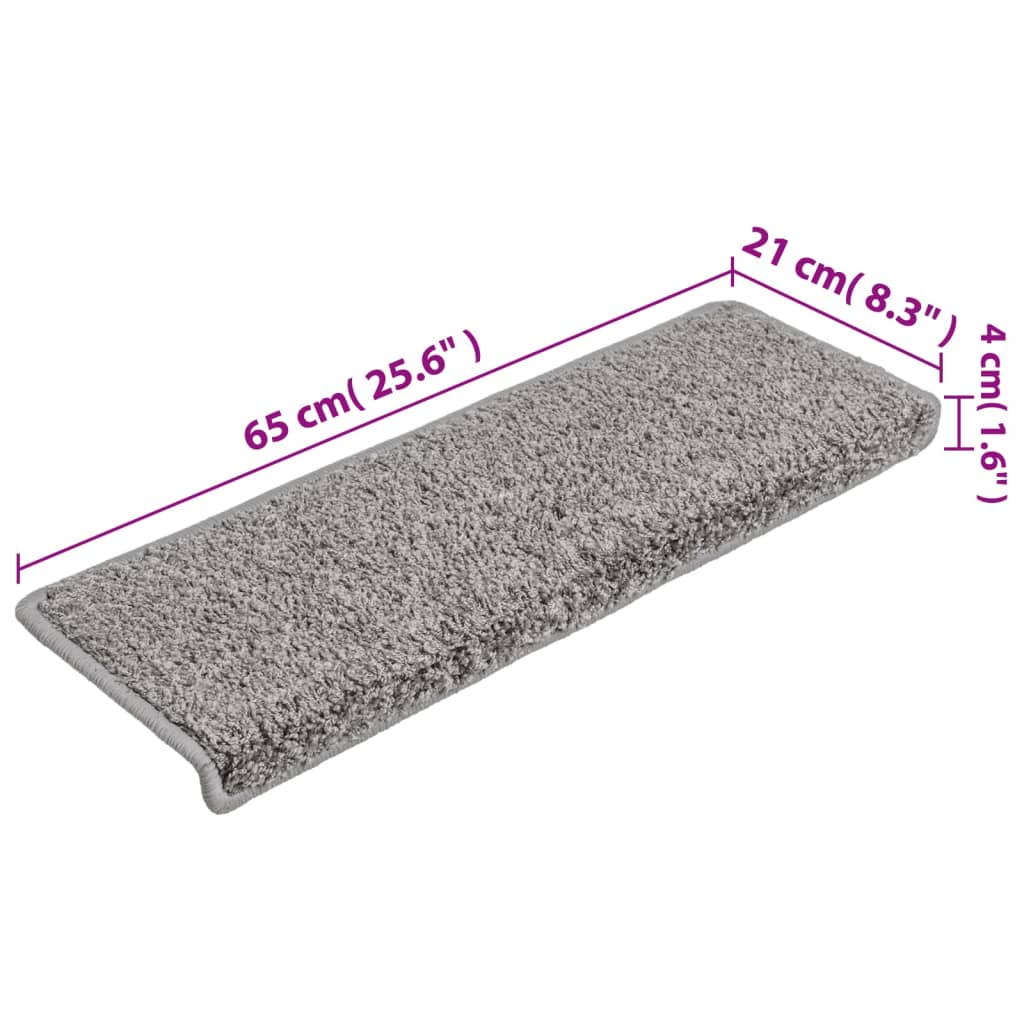 vidaXL Maty na schody 10 szt. 65x21x4 cm Szare, prostokątne krawędzie