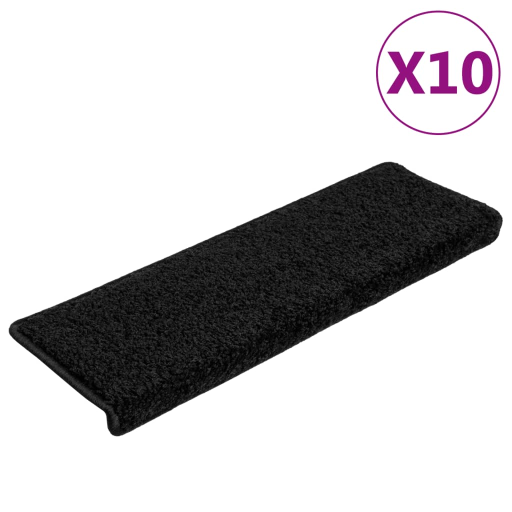 vidaXL Maty na schody 10 szt. 65x21x4 cm Czarne prostokątne krawędzie