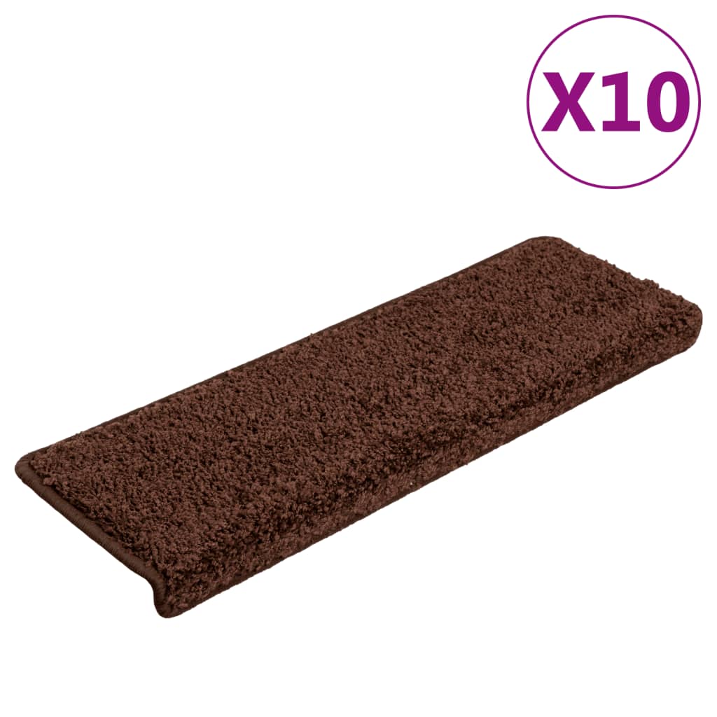vidaXL Maty na schody 10 szt. 65x21x4 cm Brązowe prostokątne krawędzie