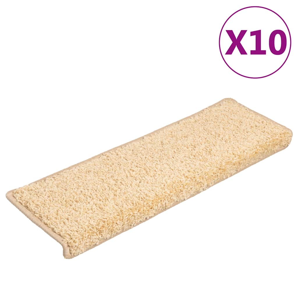 vidaXL Maty na schody 10 szt. 65x21x4 cm kremowe, prostokątne krawędzie