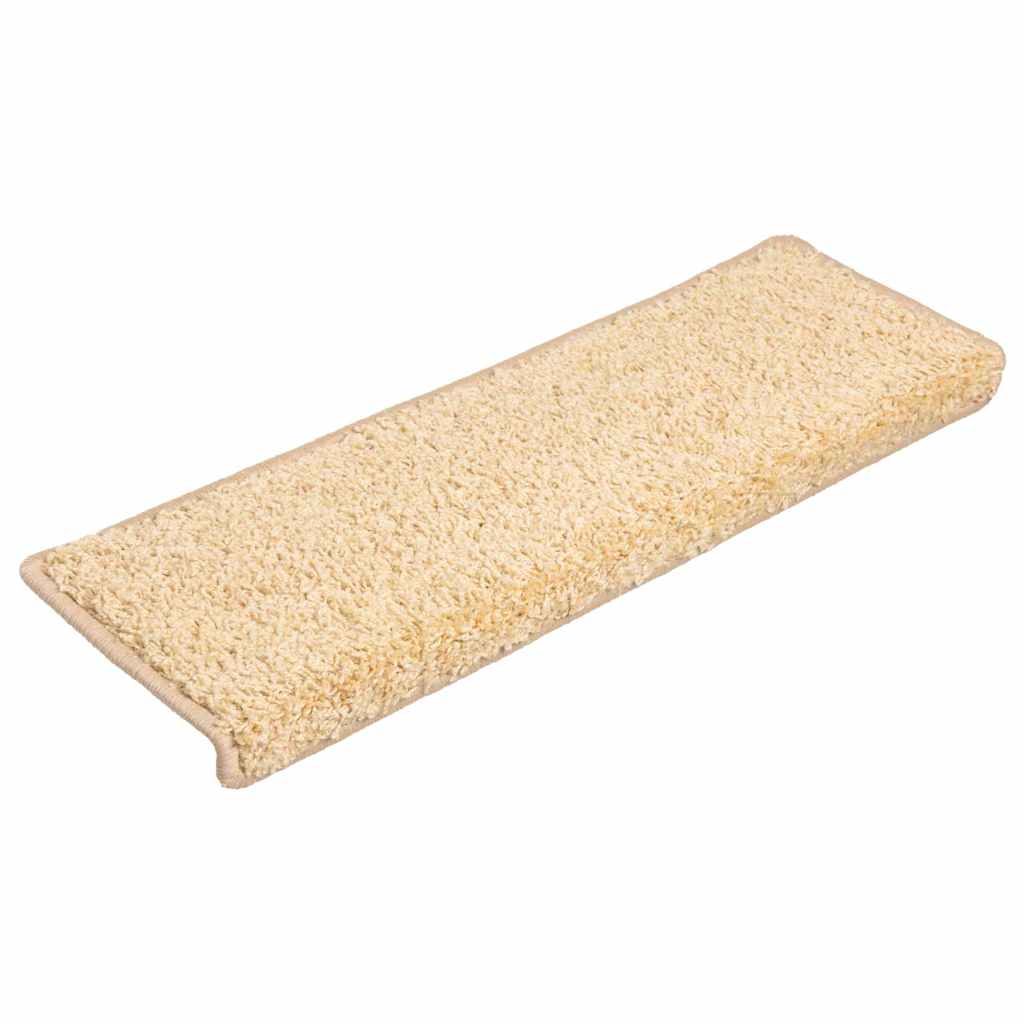 vidaXL Maty na schody 10 szt. 65x21x4 cm kremowe, prostokątne krawędzie