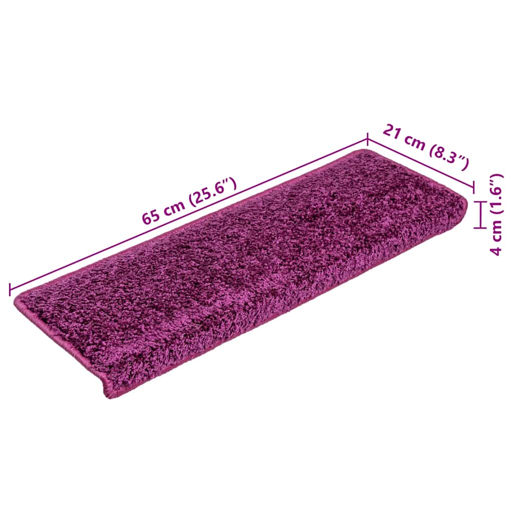 vidaXL Maty na schody 10 szt. 65x21x4 cm Fioletowe prostokątne krawędzie