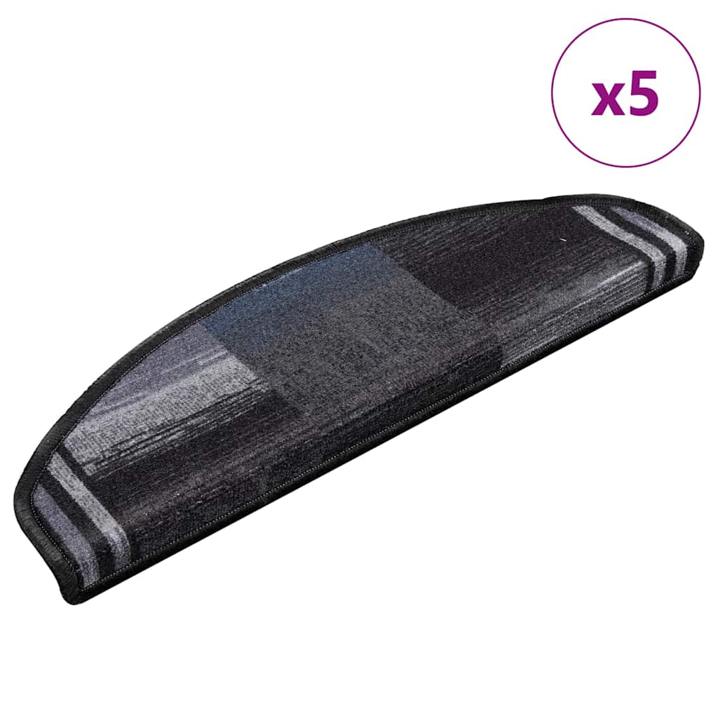 vidaXL Samoprzylepne nakładki na schody, 5szt., 65x21x4cm czarno-szare