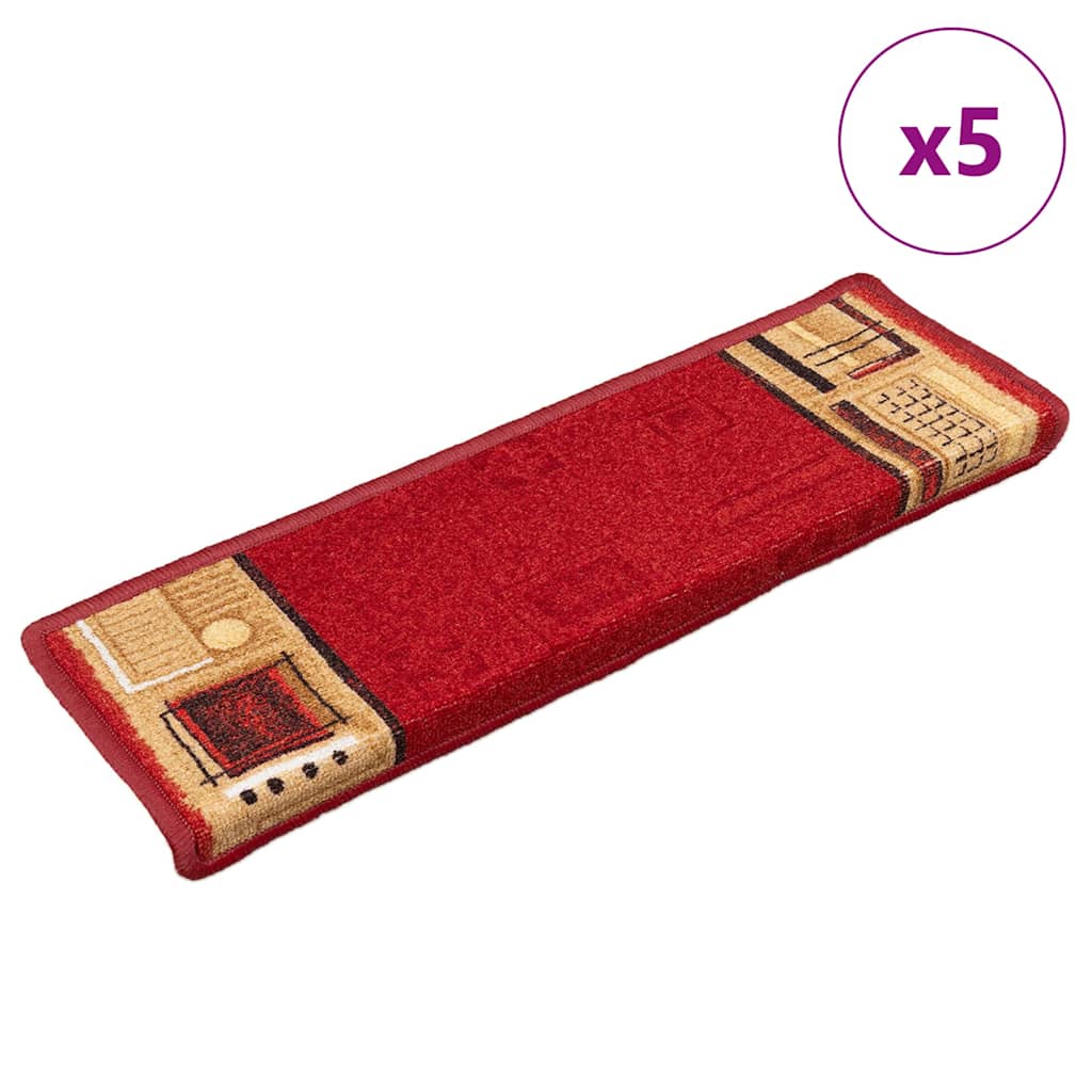 vidaXL Samoprzylepne nakładki na schody, 5 szt., 65x21x4 cm, czerwone