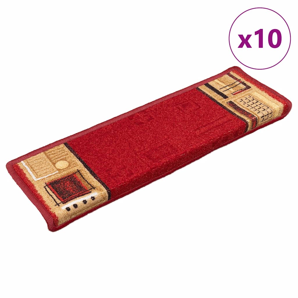 vidaXL Samoprzylepne nakładki na schody, 10 szt., 65x21x4 cm, czerwone