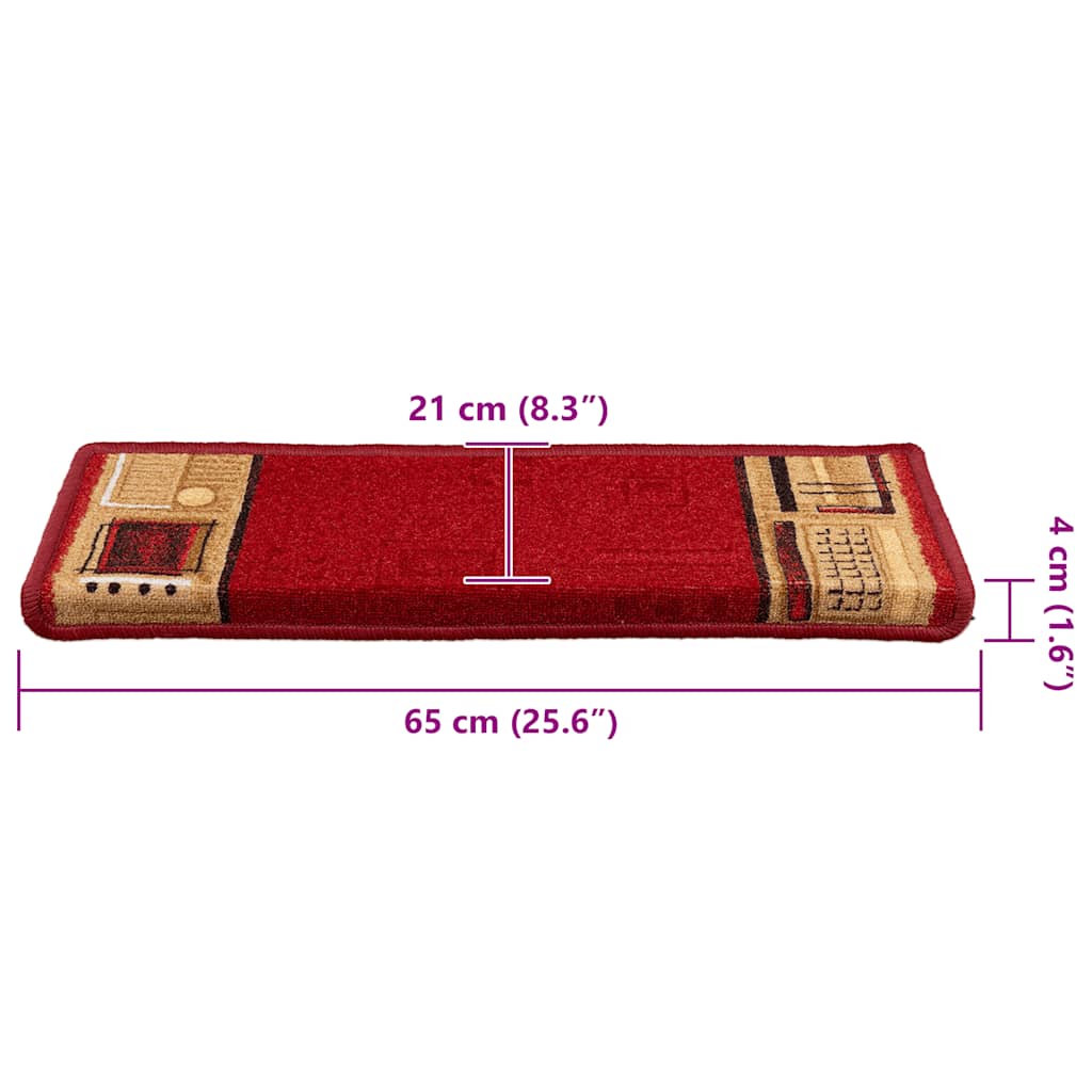 vidaXL Samoprzylepne nakładki na schody, 10 szt., 65x21x4 cm, czerwone