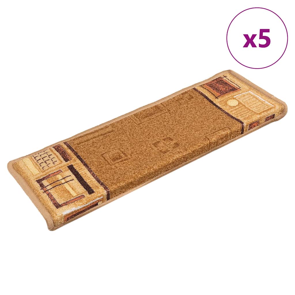 vidaXL Samoprzylepne nakładki na schody, 5 szt., 65x21x4 cm, beżowe