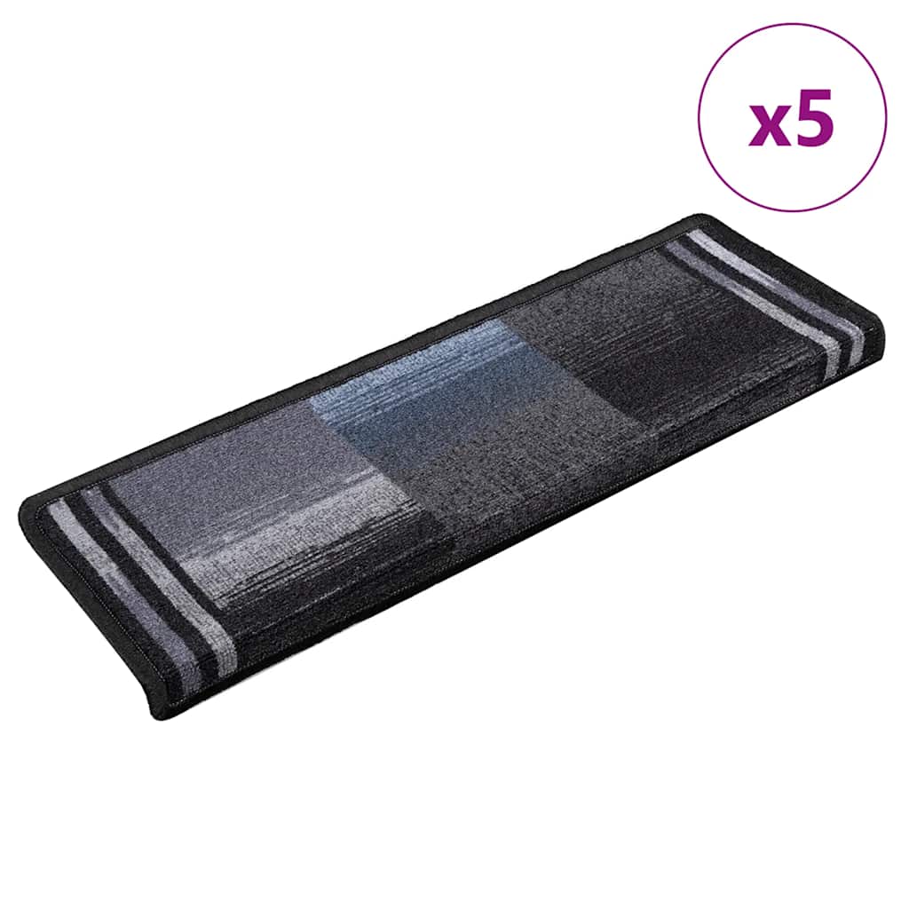 vidaXL Samoprzylepne nakładki na schody 5 szt., 65x21x4cm czarno-szare