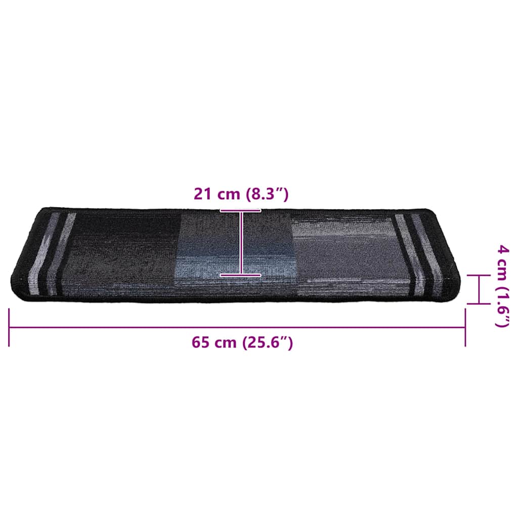 vidaXL Samoprzylepne nakładki na schody 5 szt., 65x21x4cm czarno-szare