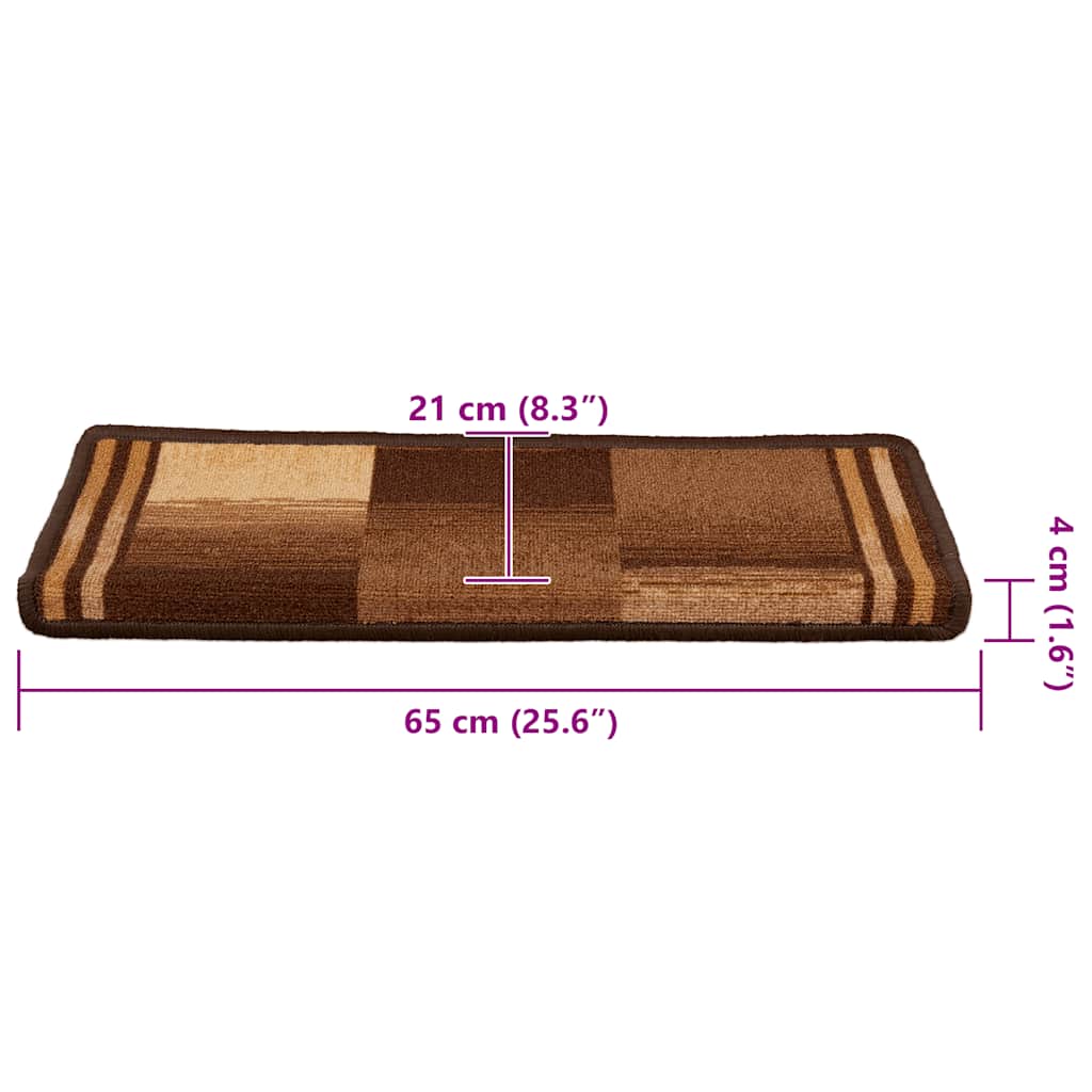vidaXL Samoprzylepne nakładki na schody, 10 szt., 65x21x4 cm, brązowe