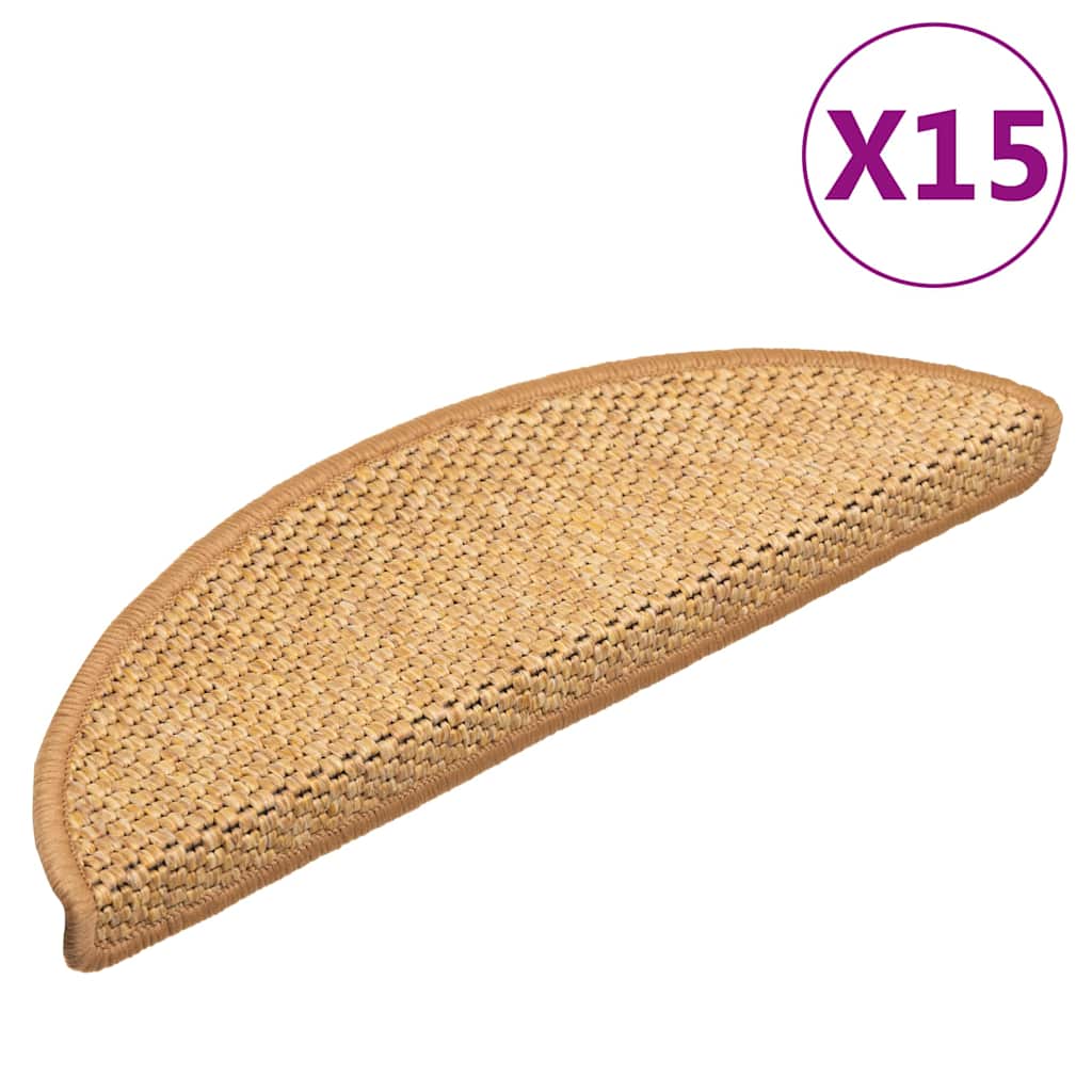 vidaXL Samoprzylepne nakładki na schody, 15 szt., 56x17x3 cm, sizalowe