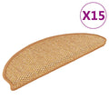 vidaXL Samoprzylepne nakładki na schody, 15 szt., 65x21x4 cm, sizalowe