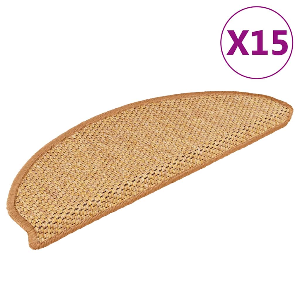 vidaXL Samoprzylepne nakładki na schody, 15 szt., 65x21x4 cm, sizalowe