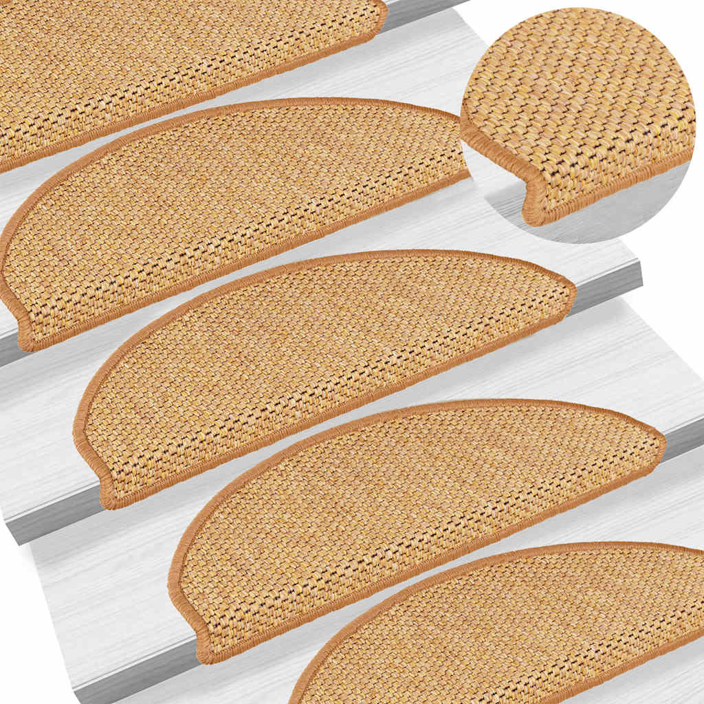 vidaXL Samoprzylepne nakładki na schody, 15 szt., 65x21x4 cm, sizalowe