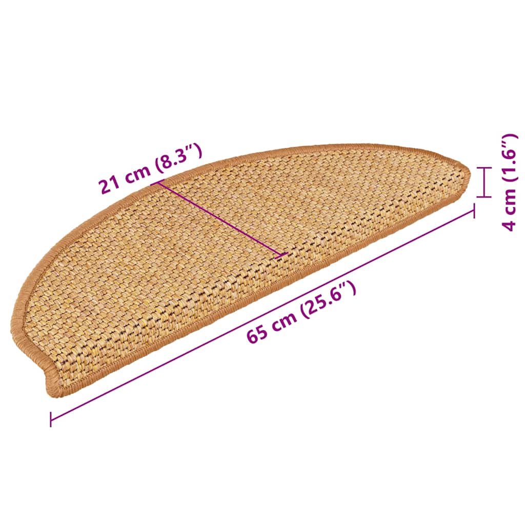 vidaXL Samoprzylepne nakładki na schody, 15 szt., 65x21x4 cm, sizalowe