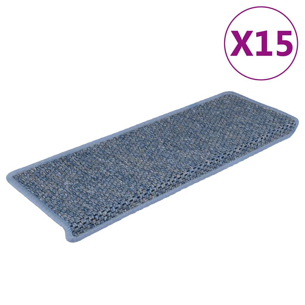 vidaXL Samoprzylepne nakładki na schody, 15 szt., 65x21x4cm niebieskie
