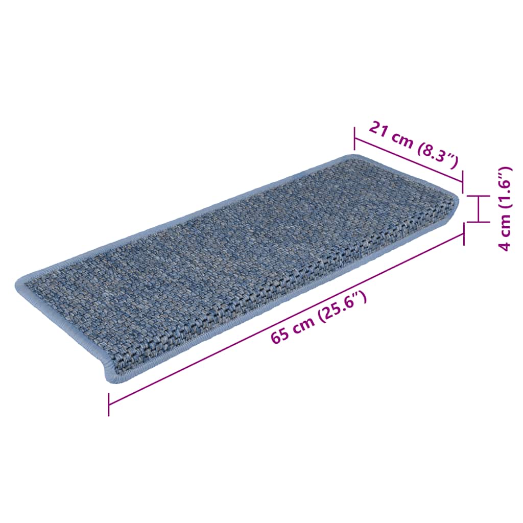 vidaXL Samoprzylepne nakładki na schody, 15 szt., 65x21x4cm niebieskie