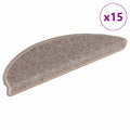 vidaXL Maty na schody 15 szt. 56x17x3 cm Ciemnobeżowe półokrągłe