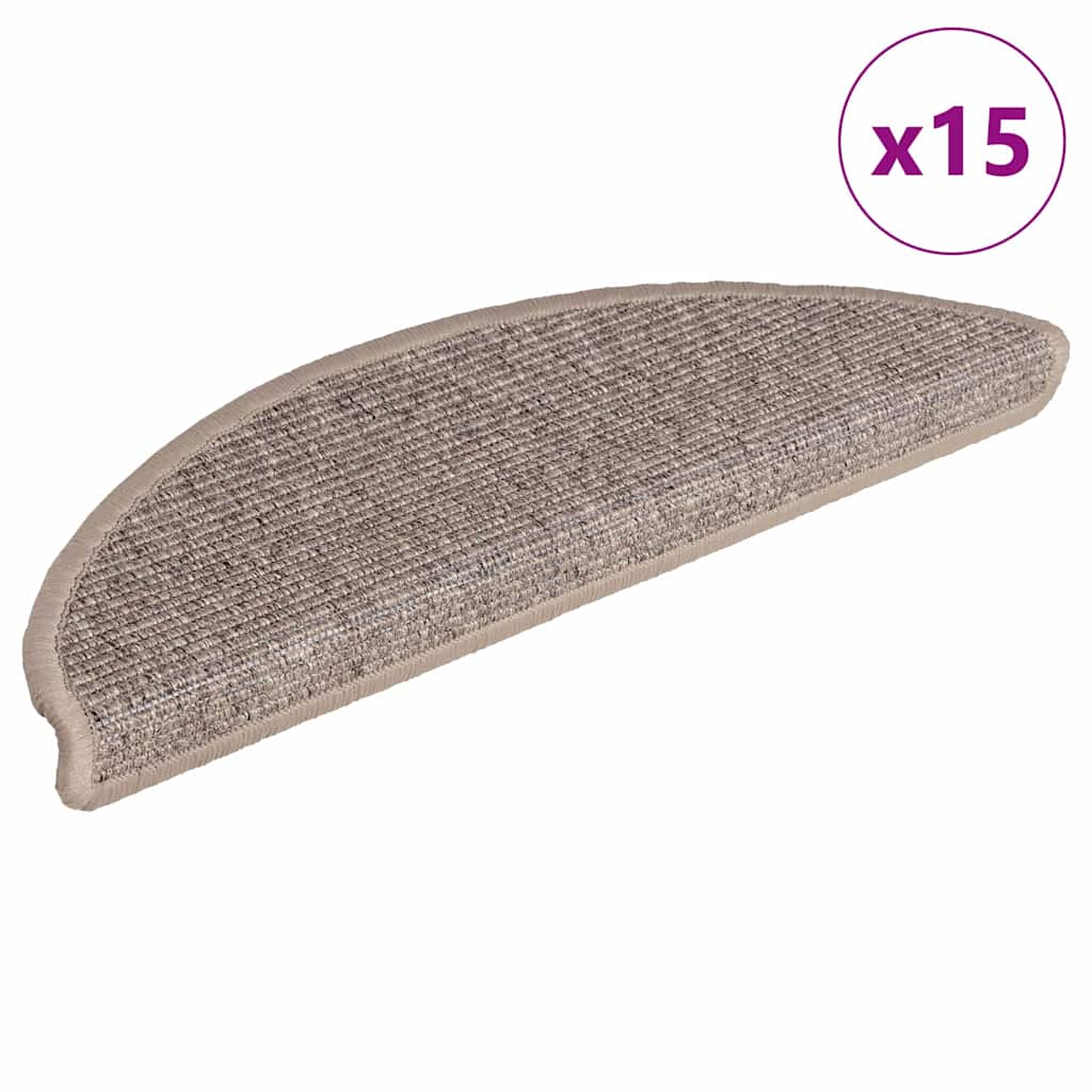 vidaXL Maty na schody 15 szt. 56x17x3 cm Ciemnobeżowe półokrągłe