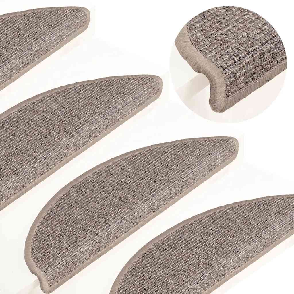 vidaXL Maty na schody 15 szt. 56x17x3 cm Ciemnobeżowe półokrągłe