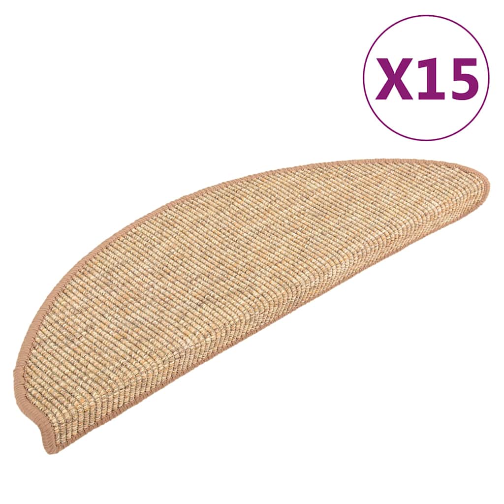 vidaXL Maty na schody 15 szt. 56x17x3 cm Jasnobrązowe półokrągłe