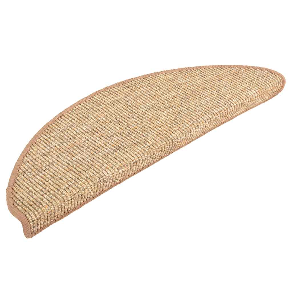 vidaXL Maty na schody 15 szt. 56x17x3 cm Jasnobrązowe półokrągłe