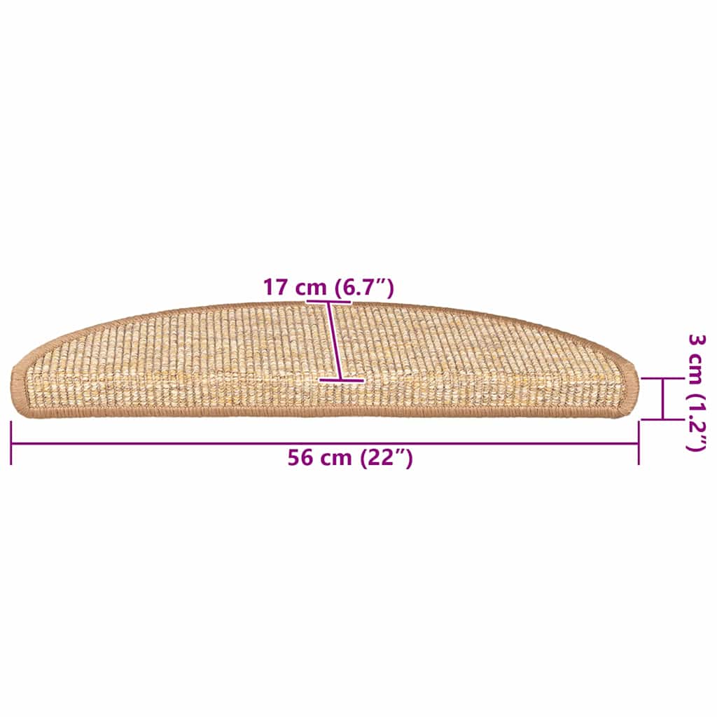 vidaXL Maty na schody 15 szt. 56x17x3 cm Jasnobrązowe półokrągłe