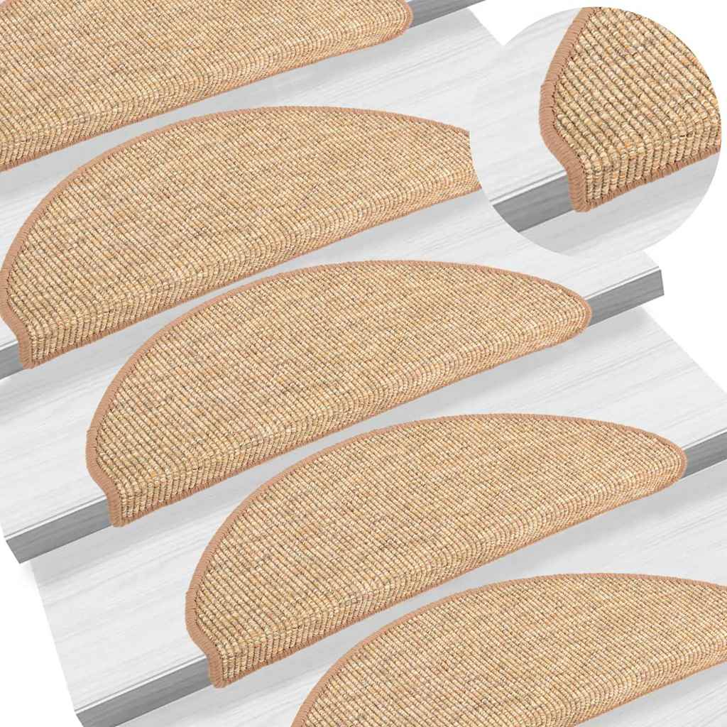 vidaXL Maty na schody 15 szt. 56x17x3 cm Jasnobrązowe półokrągłe