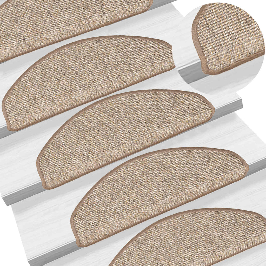vidaXL Maty na schody 15 szt. 65x21x4 cm Jasnobrązowe, półokrągłe, duże