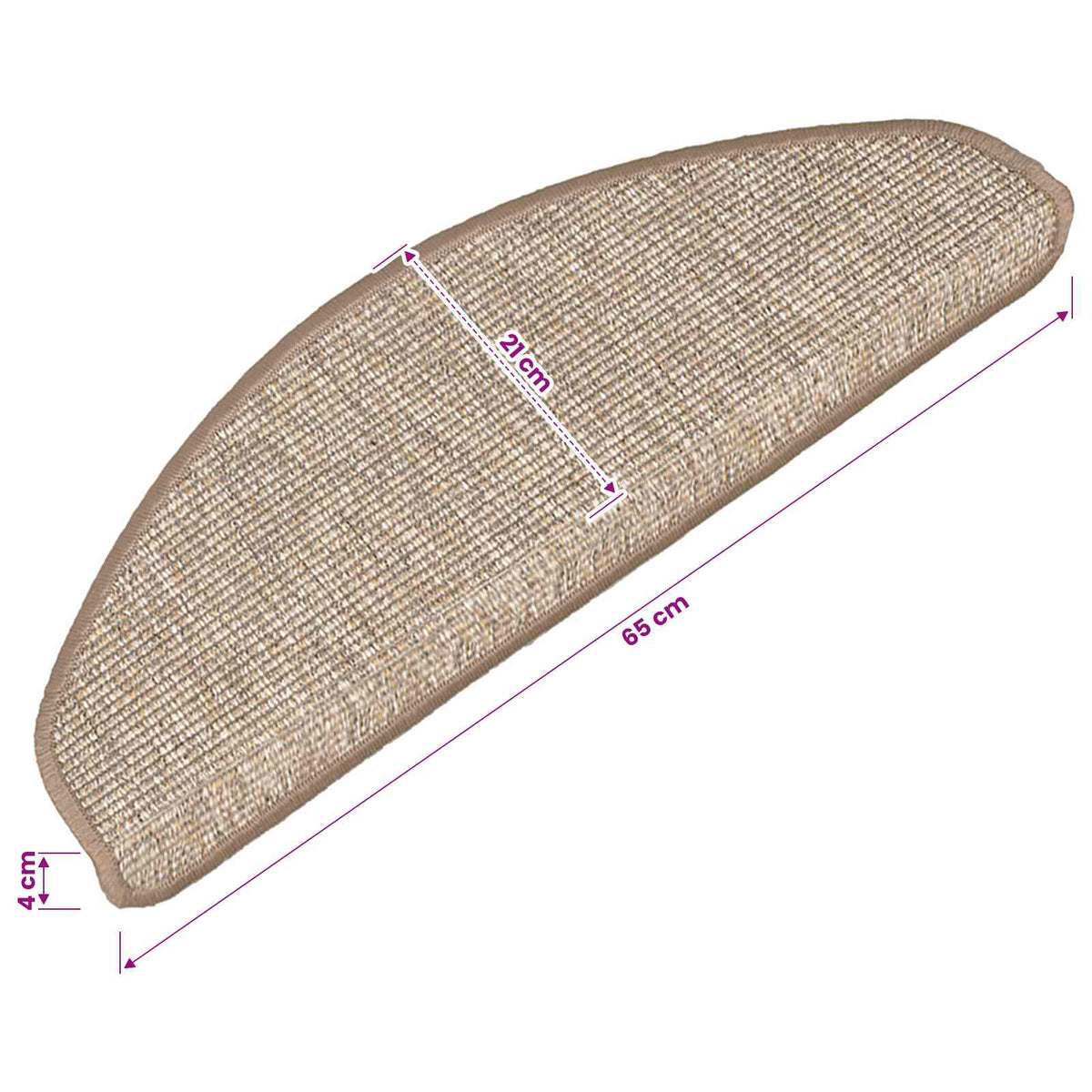 vidaXL Maty na schody 15 szt. 65x21x4 cm Jasnobrązowe, półokrągłe, duże
