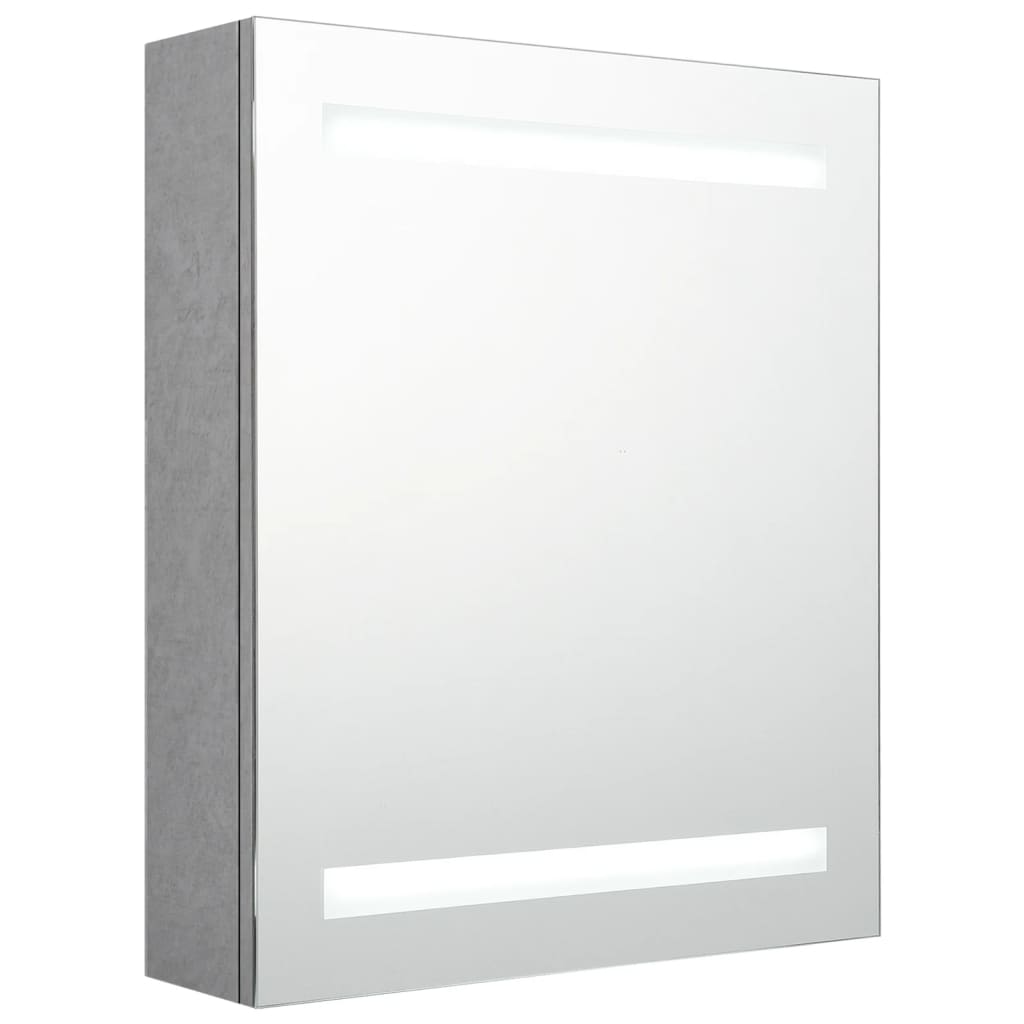 vidaXL Szafka łazienkowa z lustrem i LED, szarość betonu, 50x14x60 cm