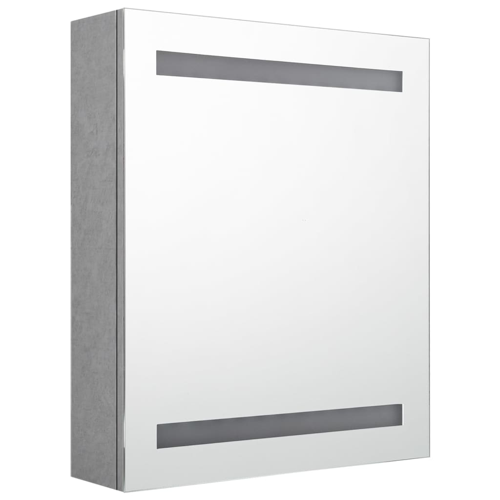 vidaXL Szafka łazienkowa z lustrem i LED, szarość betonu, 50x14x60 cm