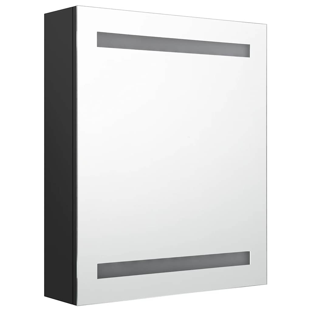 vidaXL Szafka łazienkowa z lustrem i LED, czarna, 50x14x60 cm