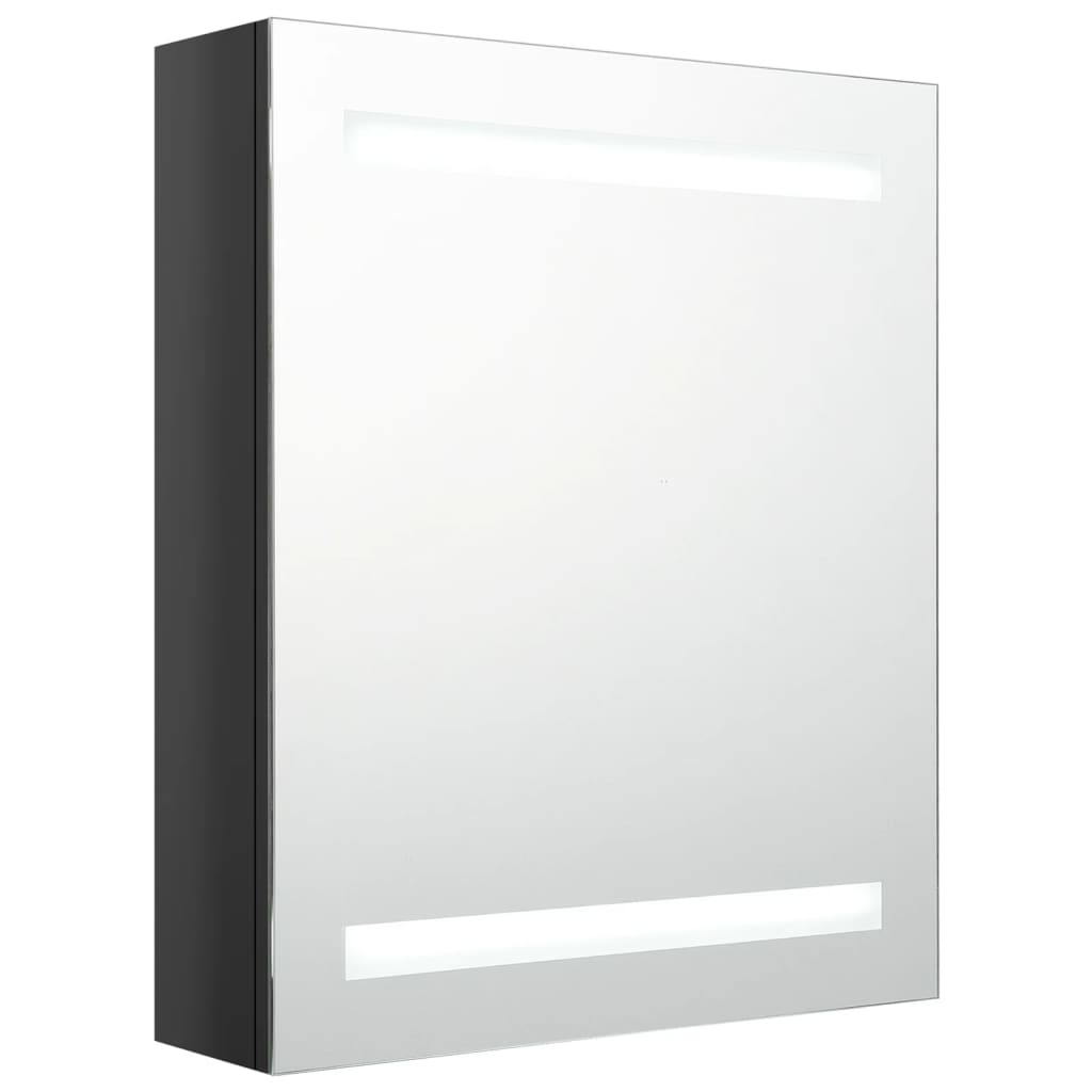 vidaXL Szafka łazienkowa z lustrem i LED, lśniąca czerń, 50x14x60 cm