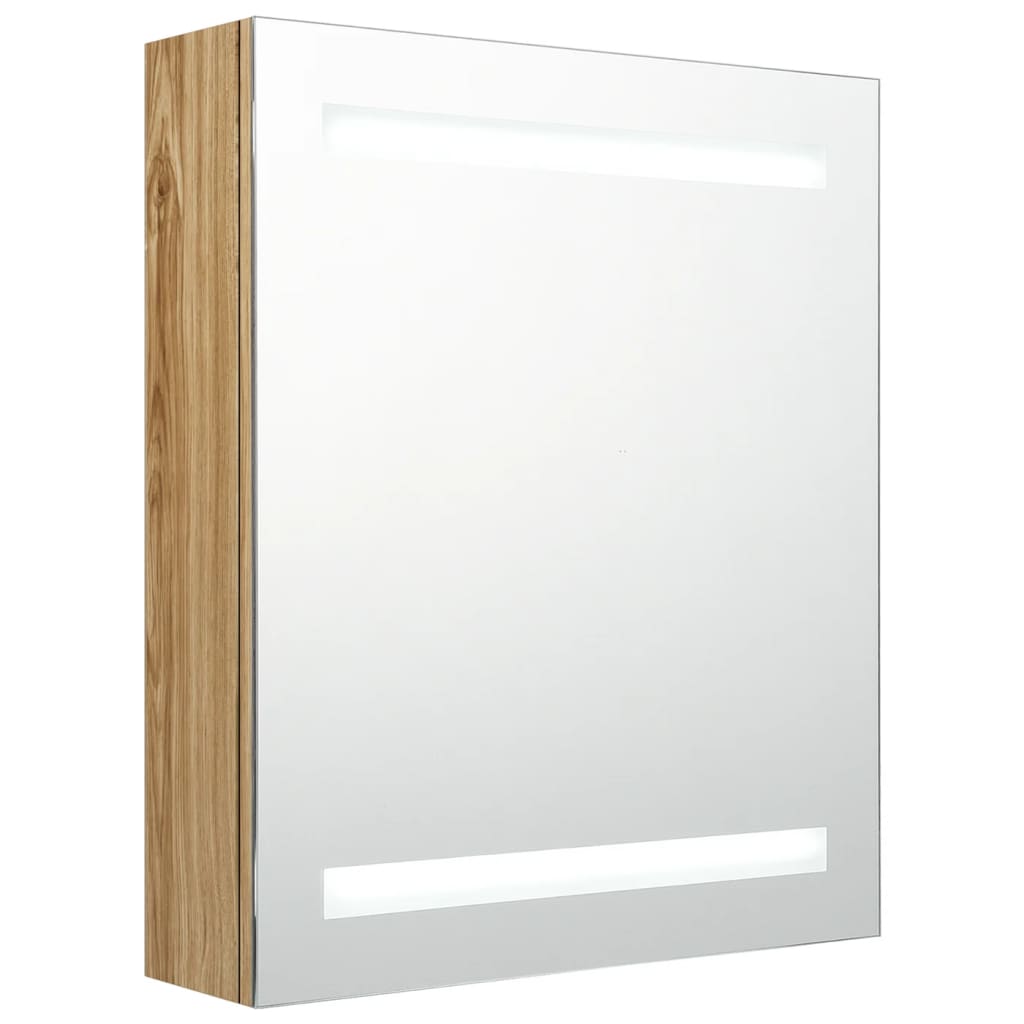 vidaXL Szafka łazienkowa z lustrem i LED, kolor dębu, 50x14x60 cm