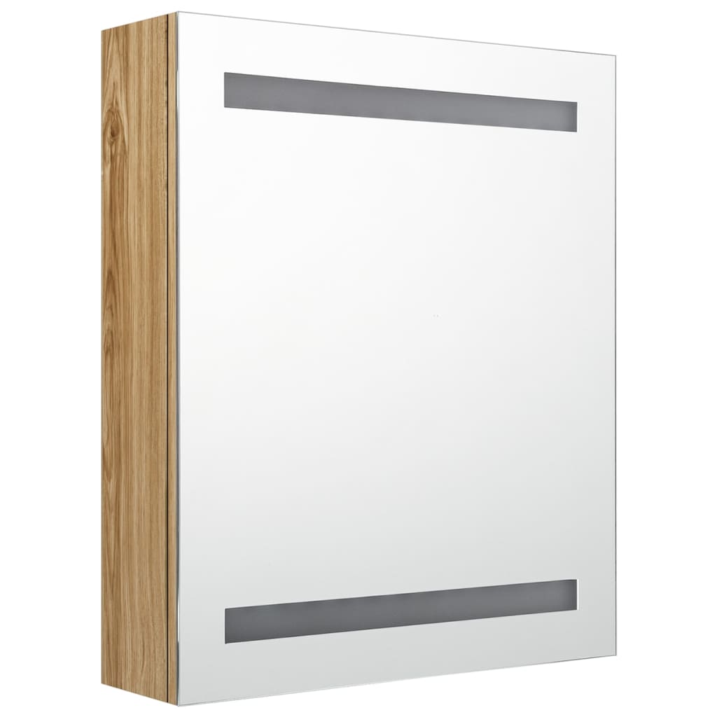 vidaXL Szafka łazienkowa z lustrem i LED, kolor dębu, 50x14x60 cm