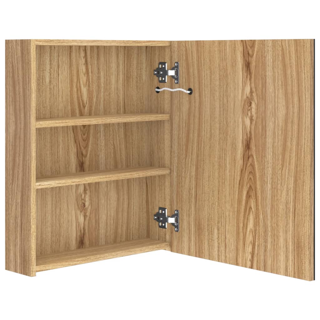 vidaXL Szafka łazienkowa z lustrem i LED, kolor dębu, 50x14x60 cm