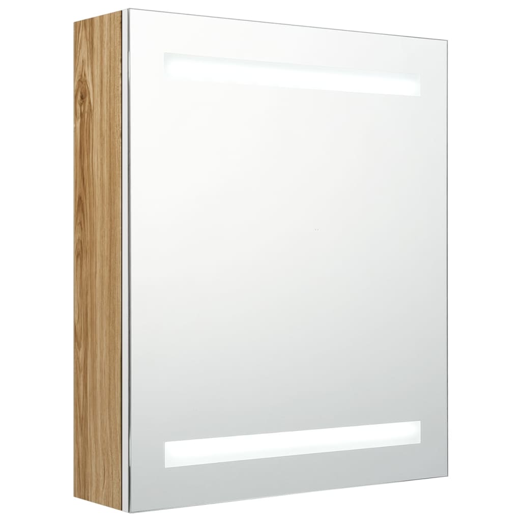 vidaXL Szafka łazienkowa z lustrem i LED, biel i dąb, 50x14x60 cm