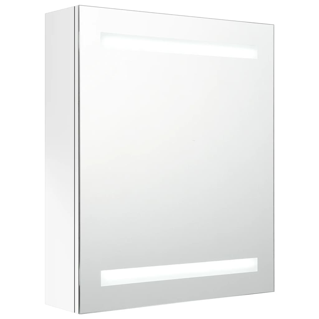 vidaXL Szafka łazienkowa z lustrem i LED, lśniąca biel, 50x14x60 cm
