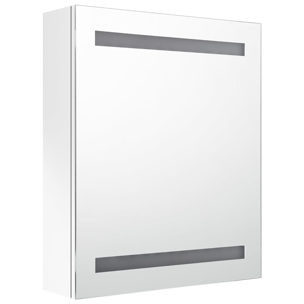 vidaXL Szafka łazienkowa z lustrem i LED, lśniąca biel, 50x14x60 cm