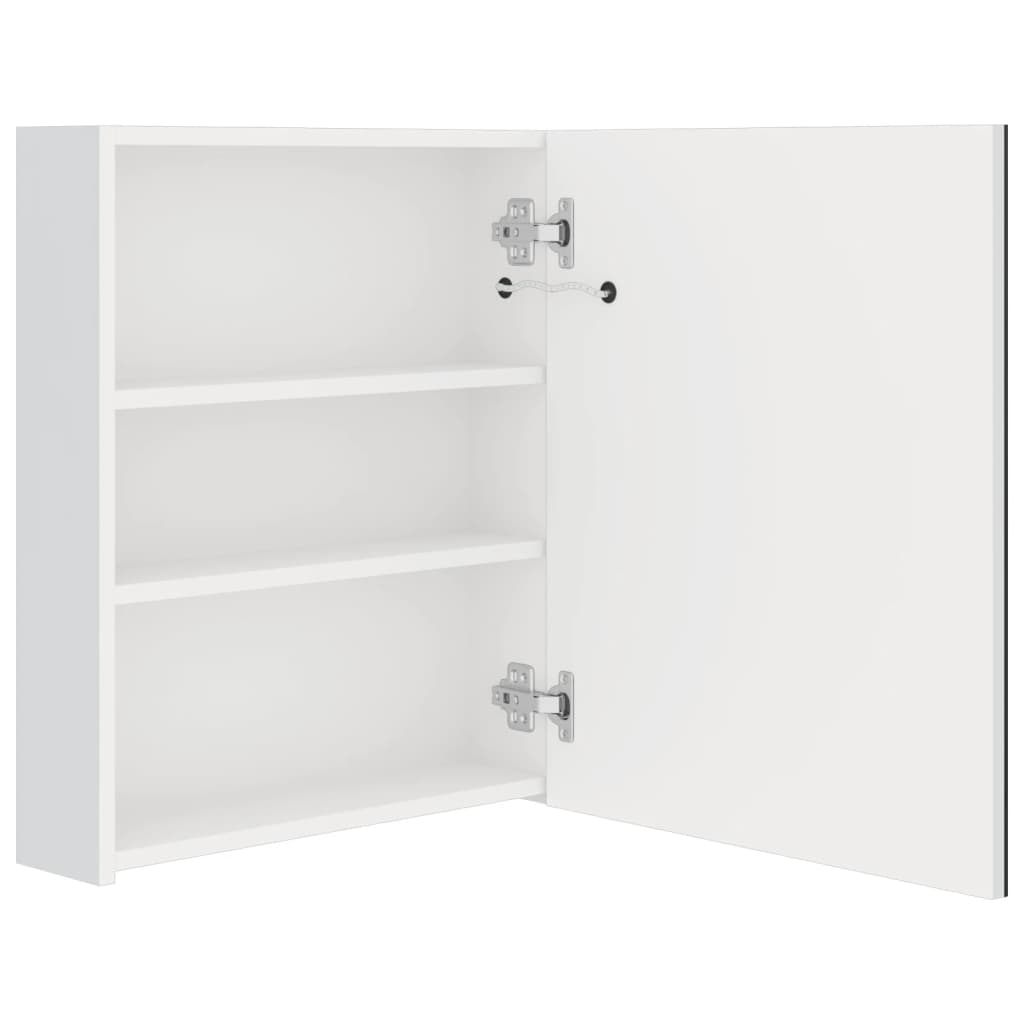 vidaXL Szafka łazienkowa z lustrem i LED, lśniąca biel, 50x14x60 cm