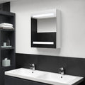 vidaXL Szafka łazienkowa z lustrem i LED, lśniąca biel, 50x14x60 cm