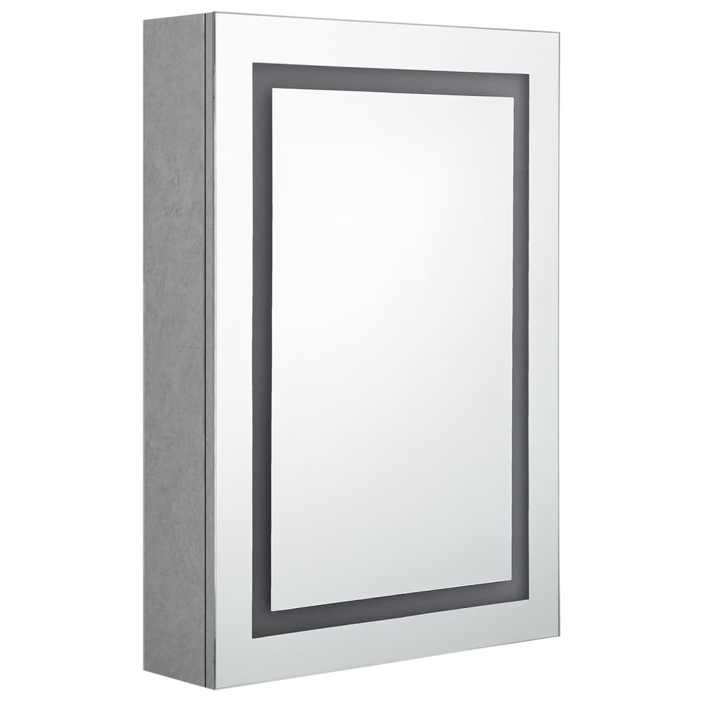 vidaXL Szafka łazienkowa z lustrem i LED, szarość betonu, 50x13x70 cm